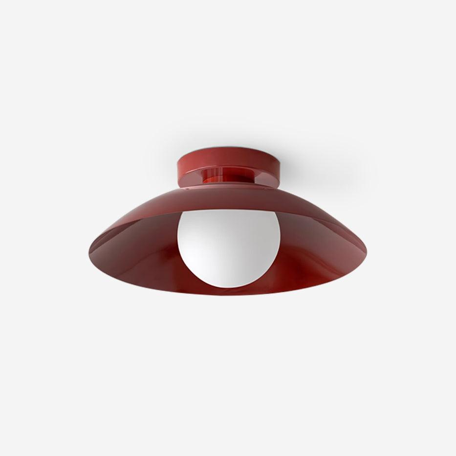 Loftslampe med metalskærm og glas, med forskellige farvemuligheder