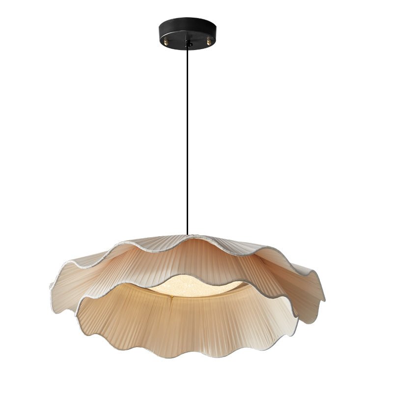 Ellorel elegant bølgeformet pendellampe i messing og stof