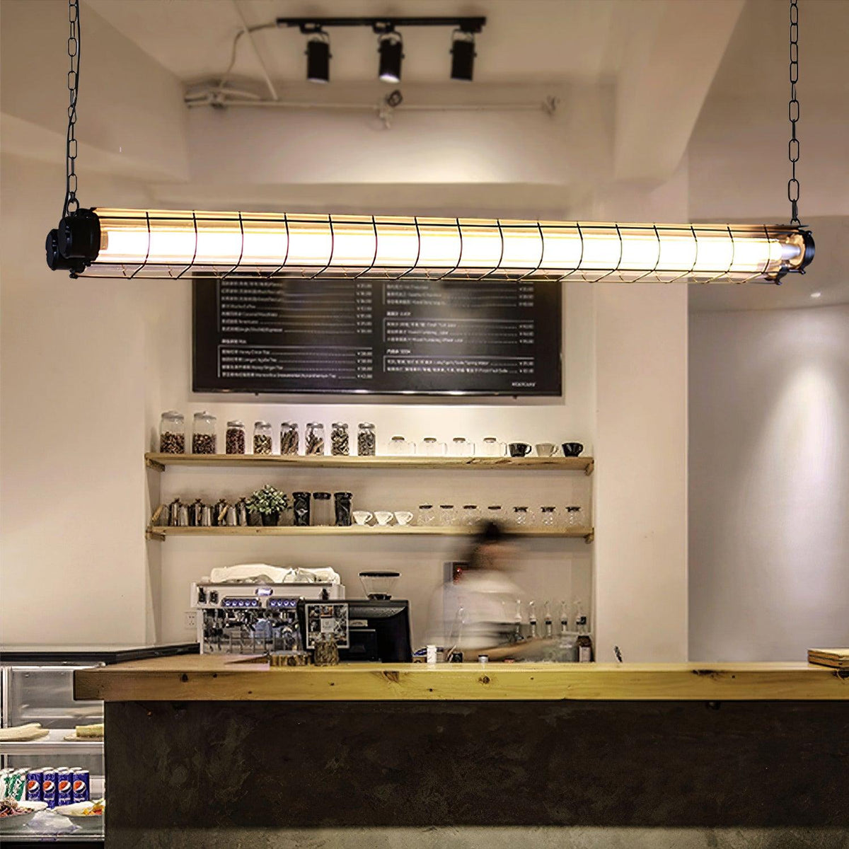 Candeeiro suspenso linear industrial Alaric