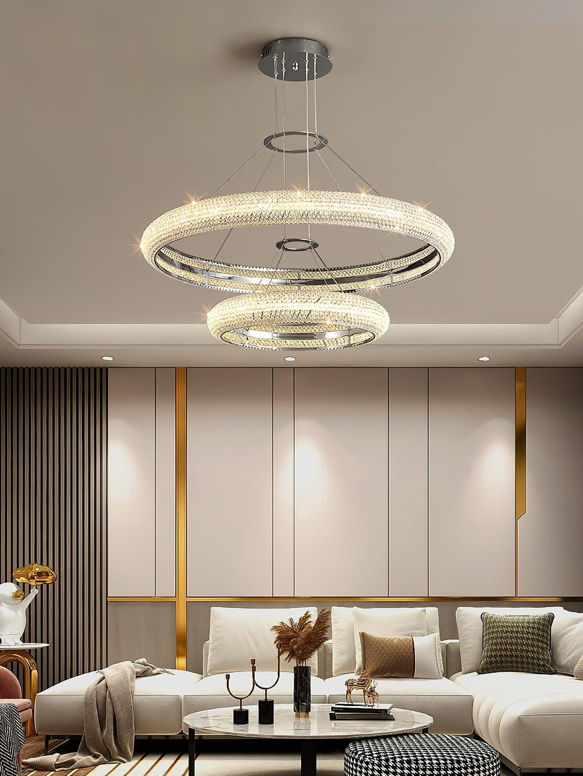 Candeeiro de teto de cristal em anel minimalista moderno Vazorora