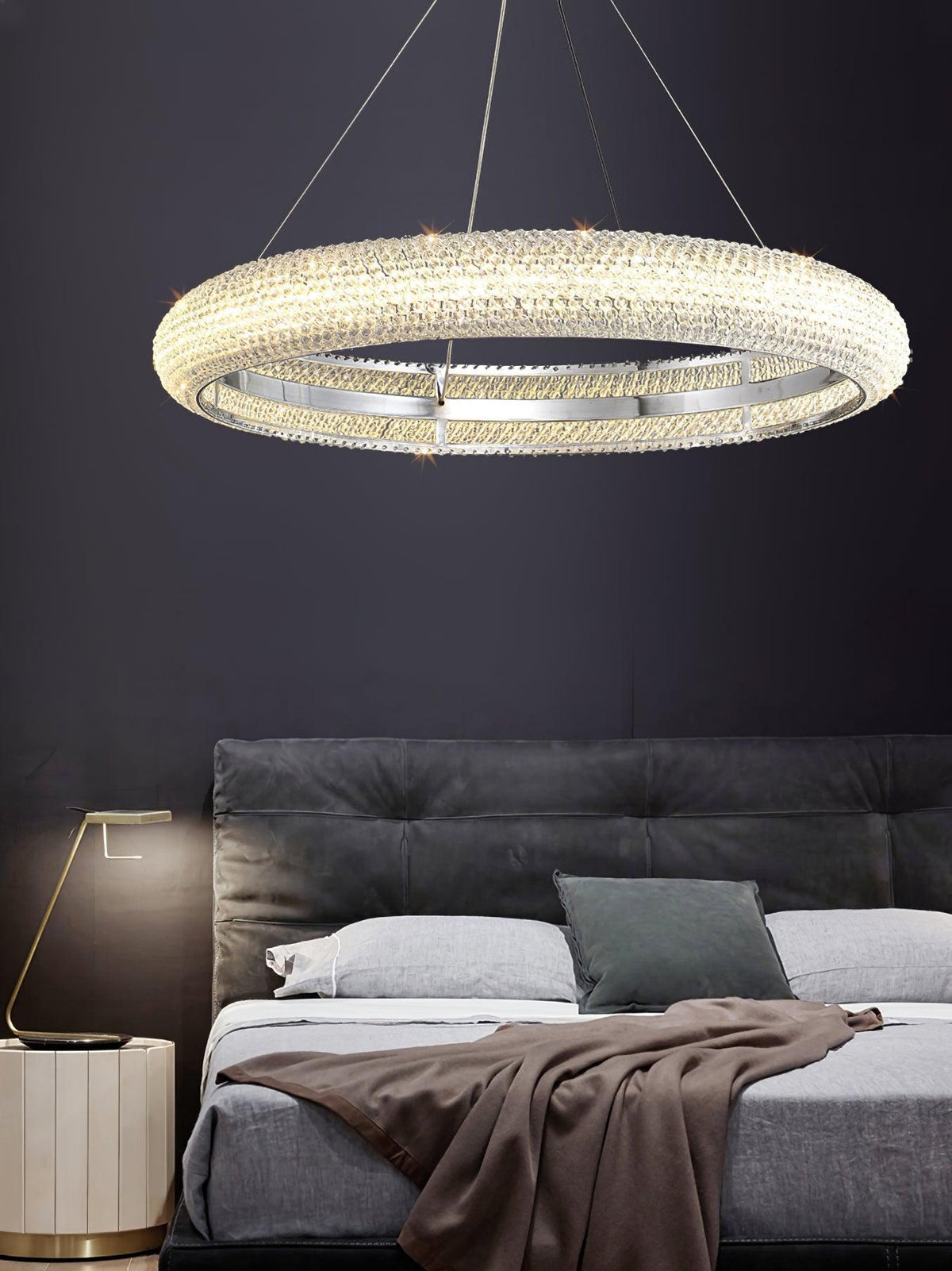 Candeeiro de teto de cristal em anel minimalista moderno Vazorora