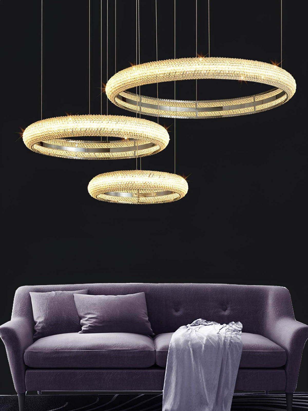 Candeeiro de teto de cristal em anel minimalista moderno Vazorora