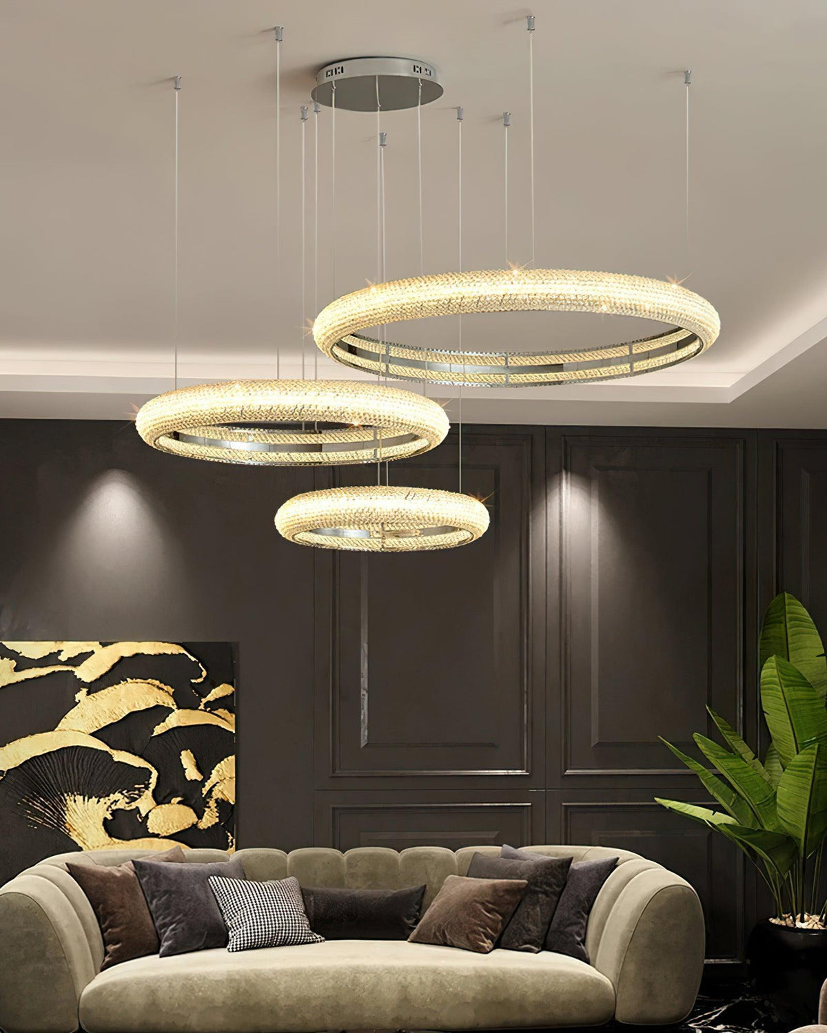 Candeeiro de teto de cristal em anel minimalista moderno Vazorora