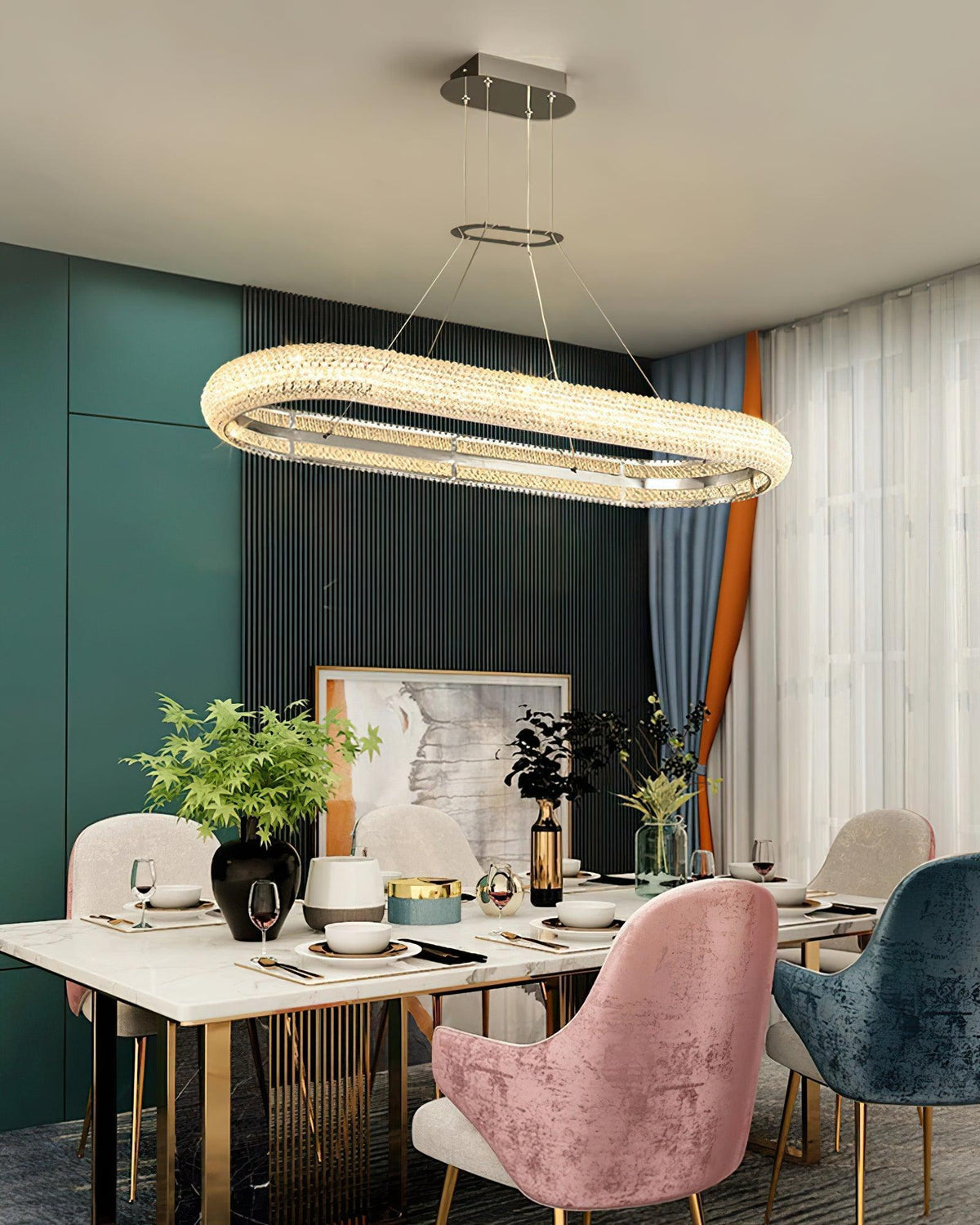 Candeeiro de teto de cristal em anel minimalista moderno Vazorora