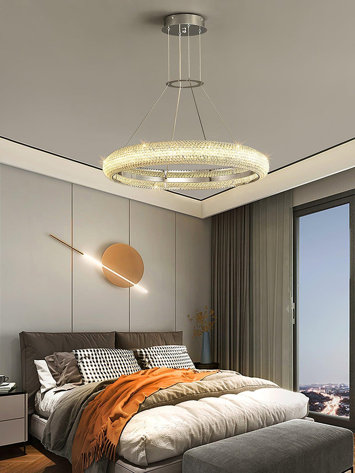 Candeeiro de teto de cristal em anel minimalista moderno Vazorora