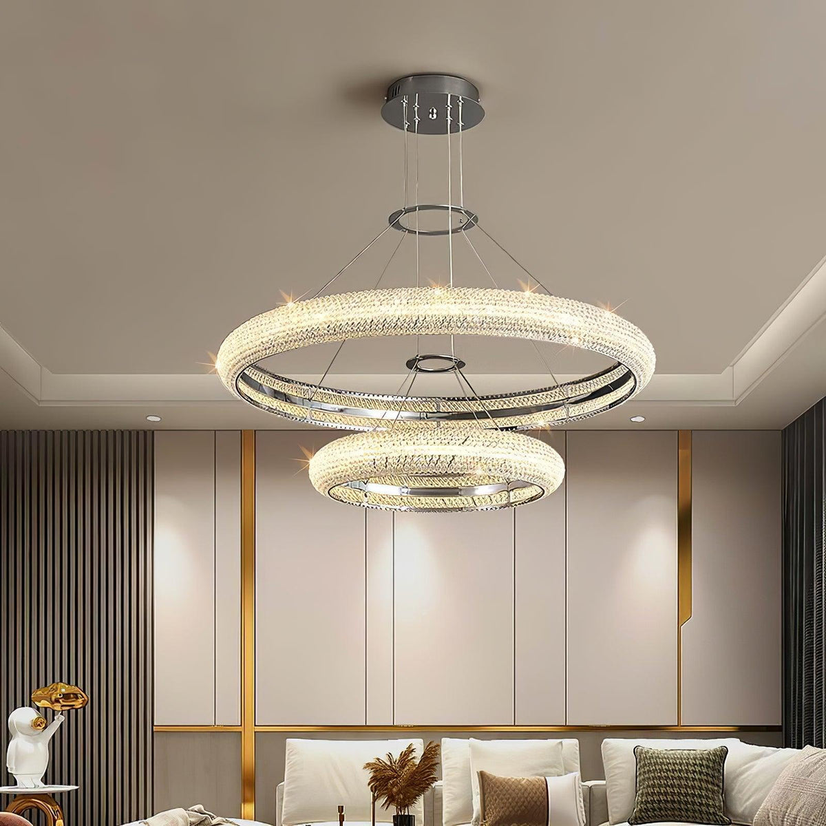 Candeeiro de teto de cristal em anel minimalista moderno Vazorora
