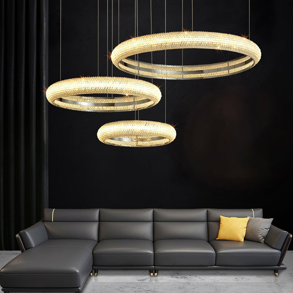 Candeeiro de teto de cristal em anel minimalista moderno Vazorora
