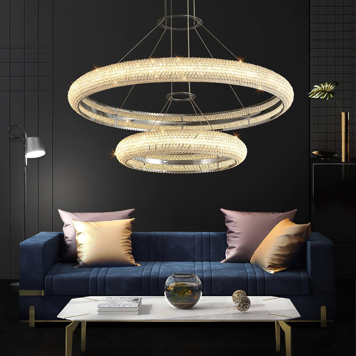 Candeeiro de teto de cristal em anel minimalista moderno Vazorora