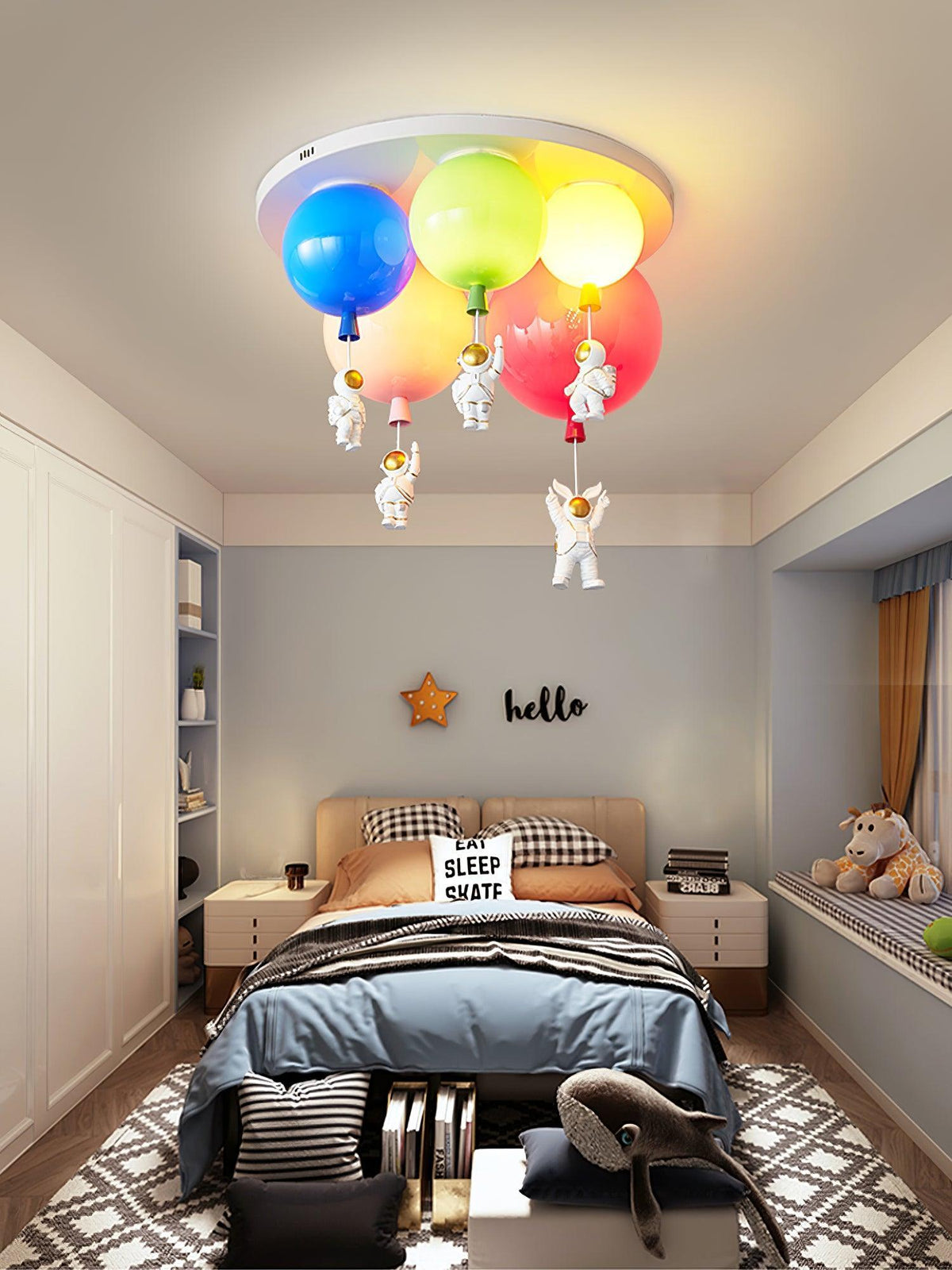 Candeeiro de teto Lumanelle Astronauta Balão brilhante para quarto de criança