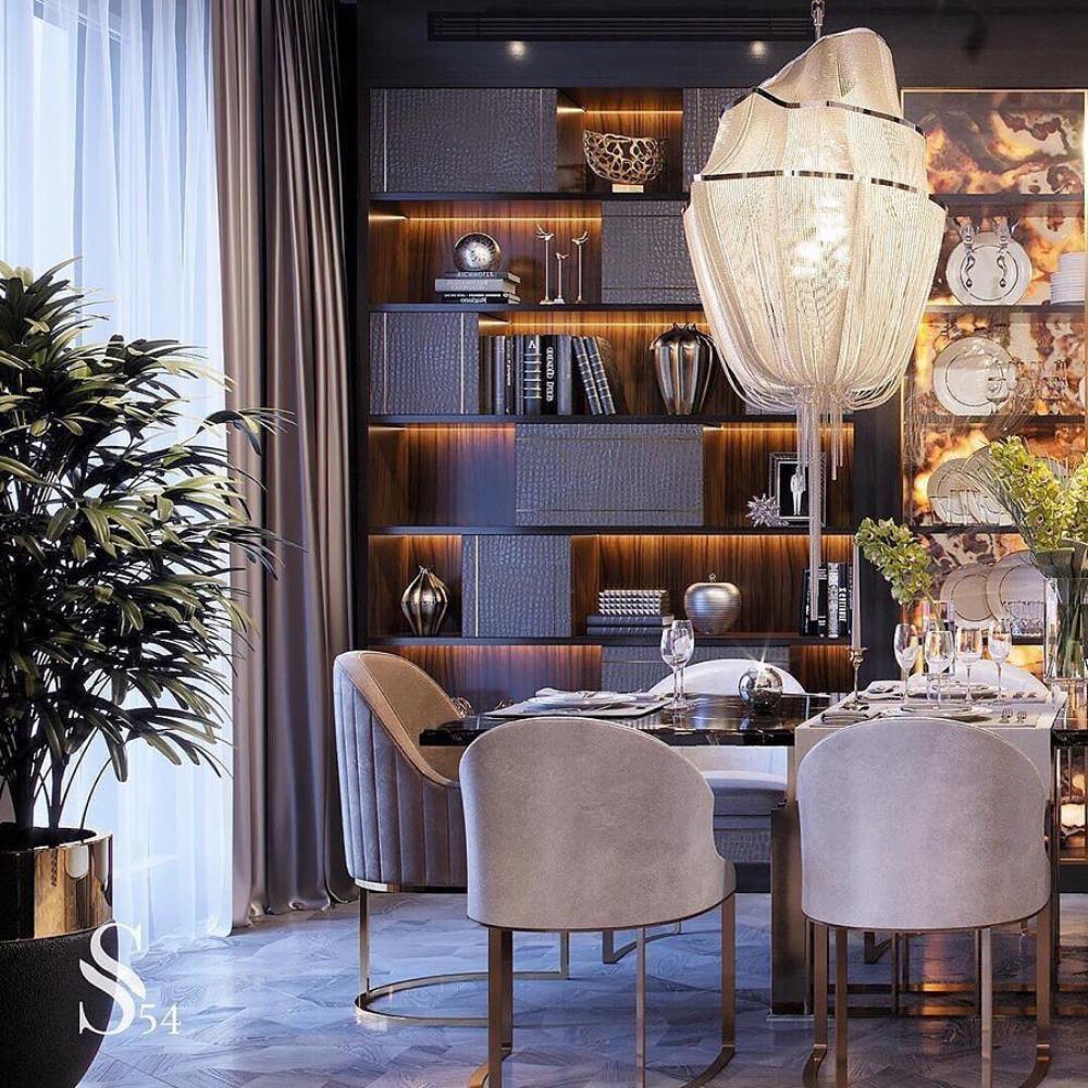 Lustre de correntes em alumínio com brilho níquel moderno Ardelella