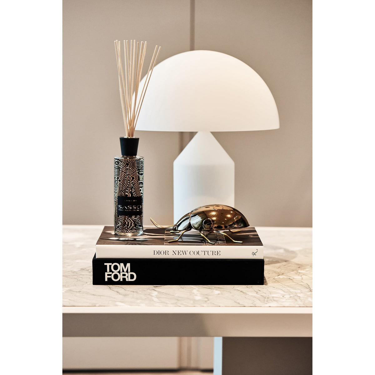 Mossie-bordlampe i alabast