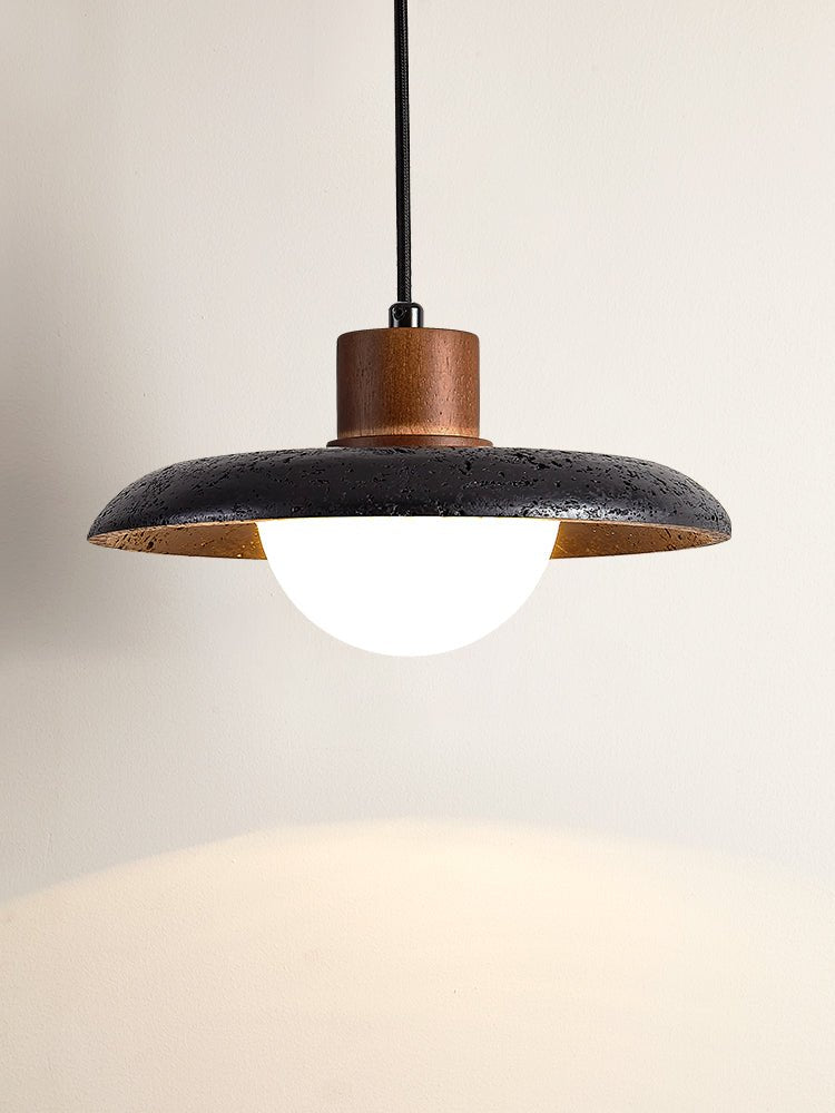 Zenk Black Travertine Dome Pendant Lamp