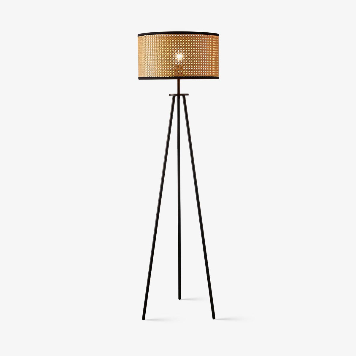 Trio vintage-gulvlampe i bambus