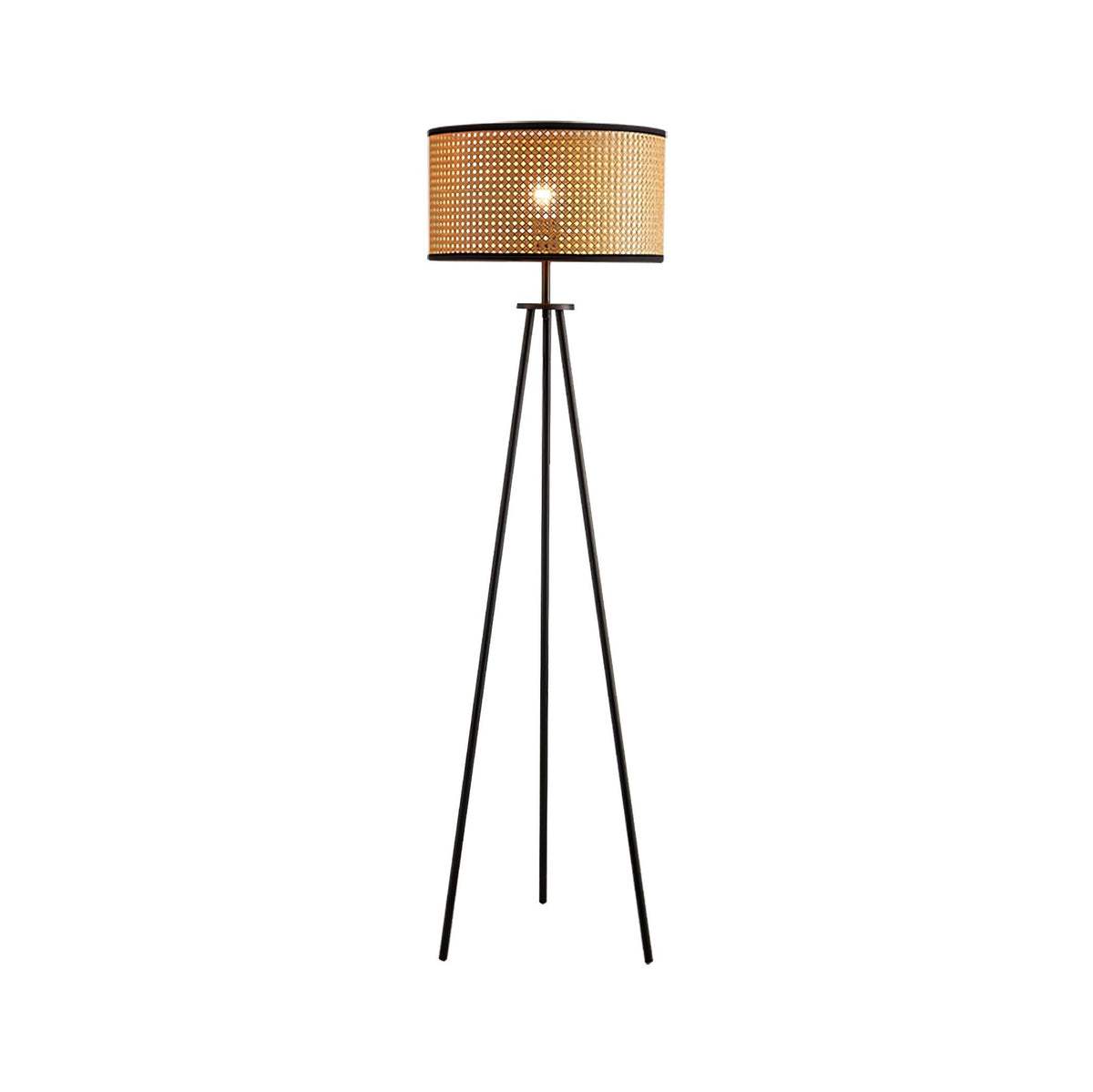 Trio vintage-gulvlampe i bambus