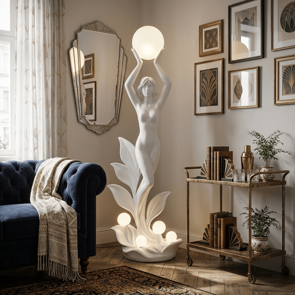 Candeeiro de pé escultural Galatea Aurora Muse
