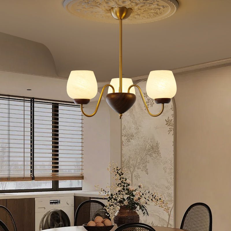 Candeeiro de teto de madeira e vidro elegante premium Sytheiel