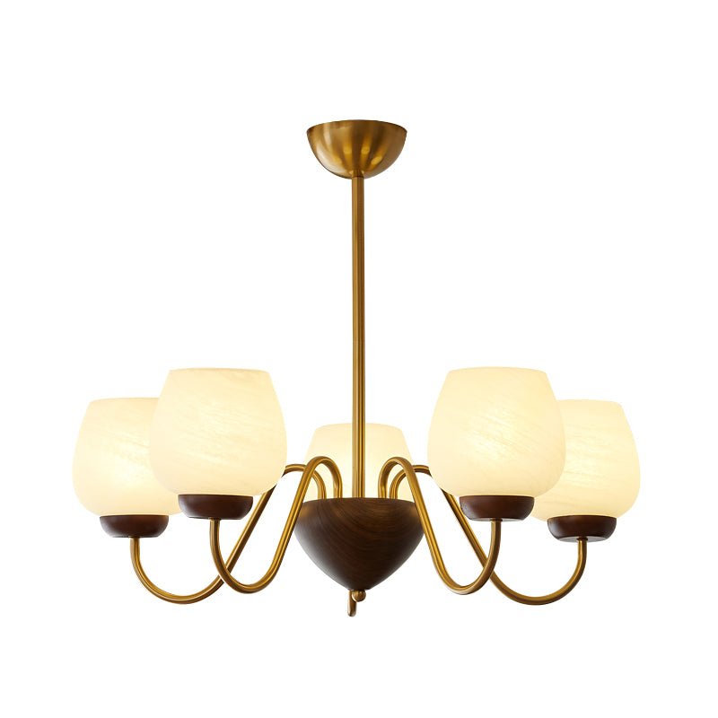 Candeeiro de teto de madeira e vidro elegante premium Sytheiel