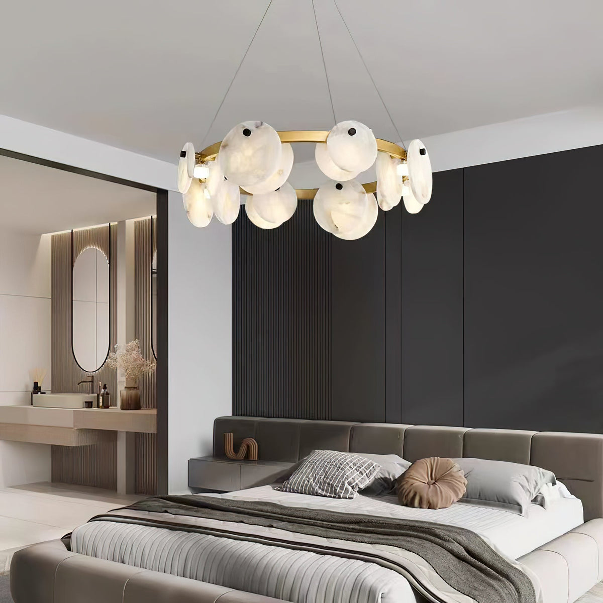 Ostruvys Postmodern Luxury Brass Alabaster Chandelier