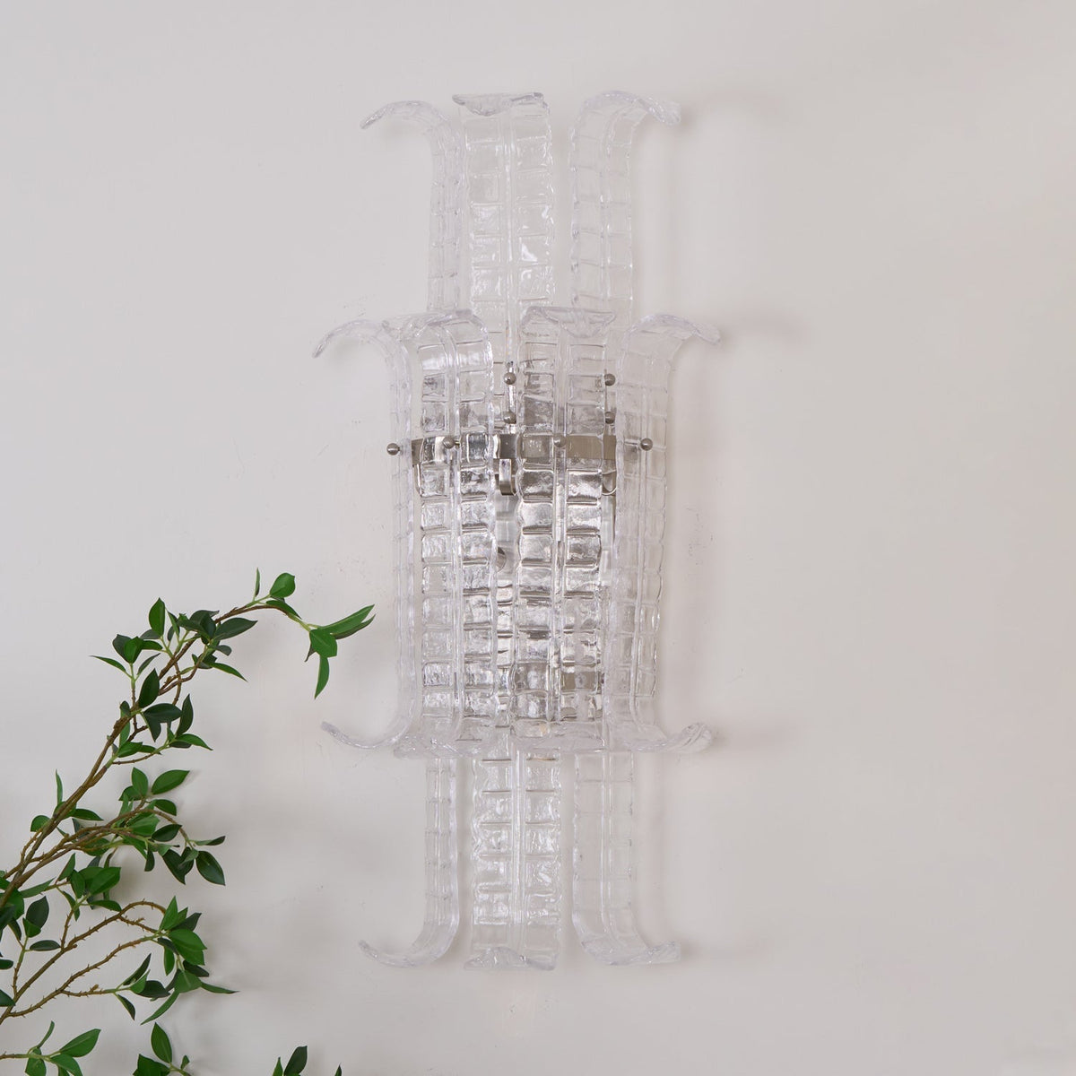 Celearia vägglampa med klar panel i geometriskt Murano-glas