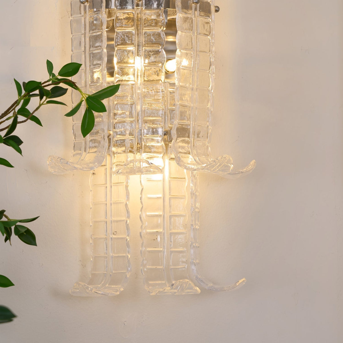 Celearia vägglampa med klar panel i geometriskt Murano-glas