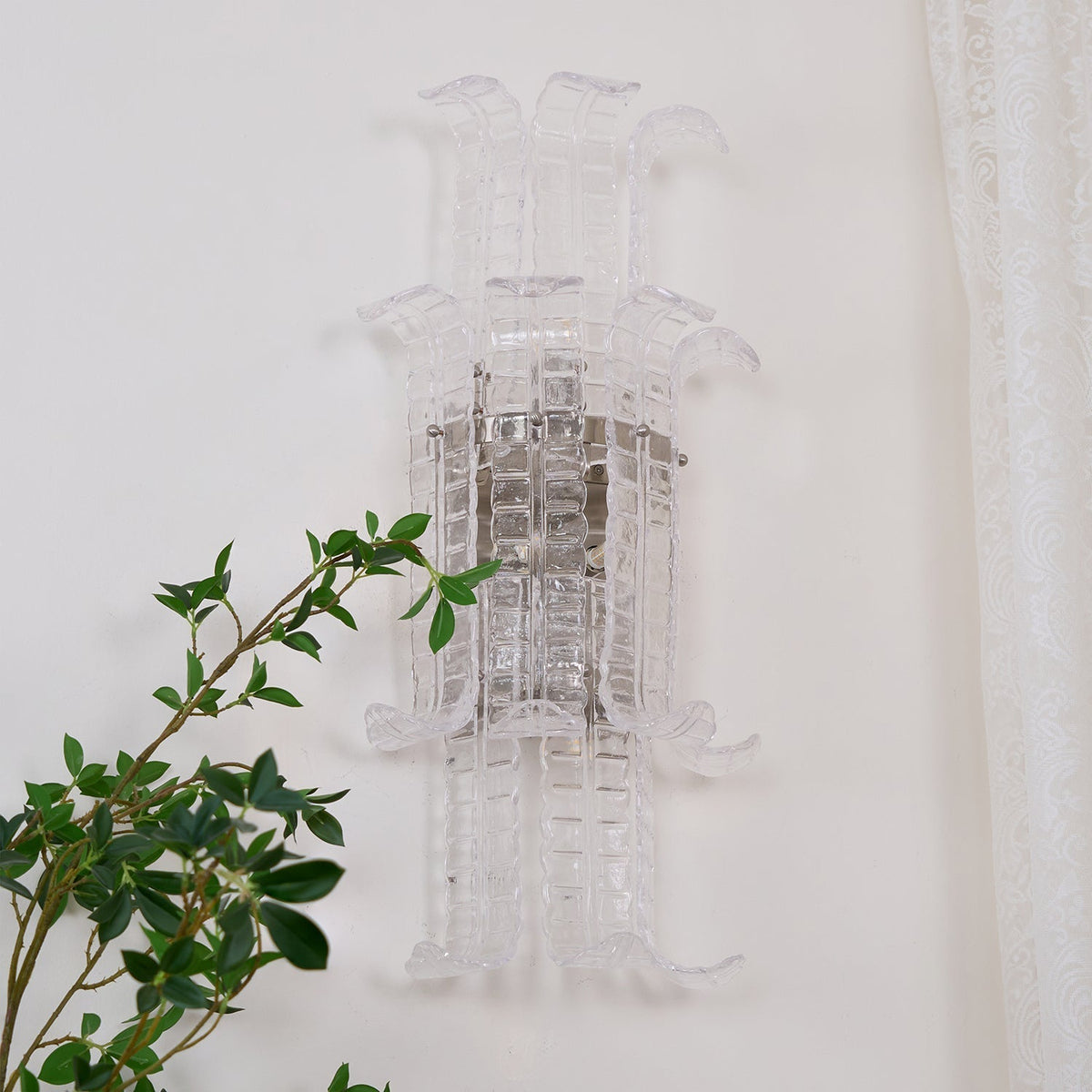 Celearia vägglampa med klar panel i geometriskt Murano-glas