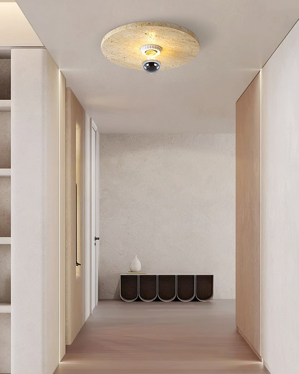 Norarora-loftslampe i travertin