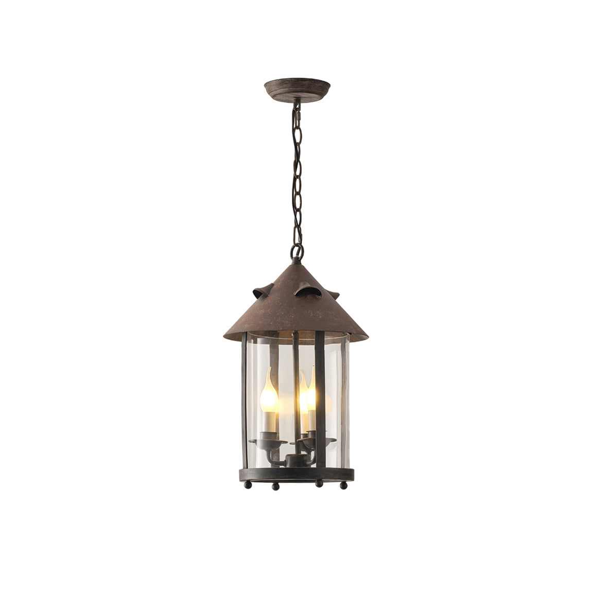 Tinduvyh vintage industriel pendellampe i metal og glas som lanterne