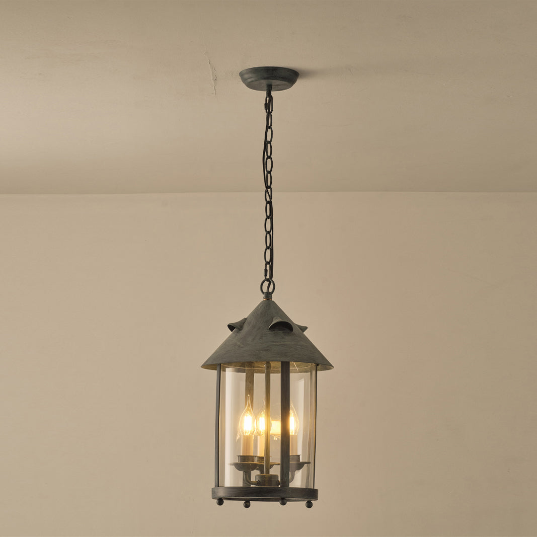Tinduvyh vintage industriel pendellampe i metal og glas som lanterne