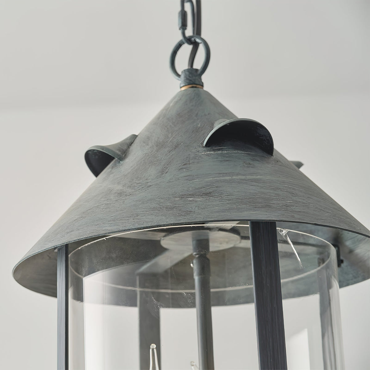 Tinduvyh vintage industriel pendellampe i metal og glas som lanterne