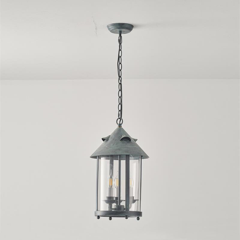 Tinduvyh vintage industriel pendellampe i metal og glas som lanterne