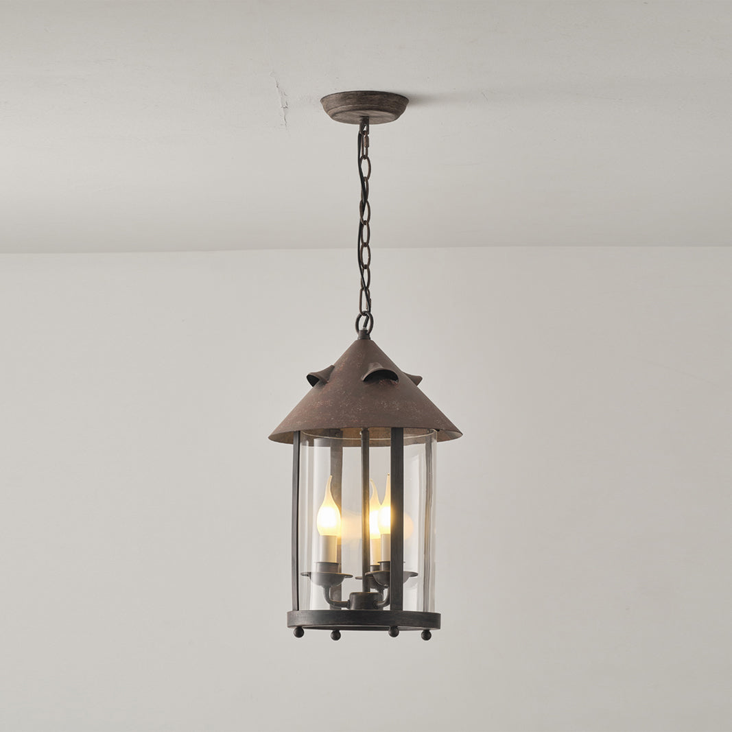 Tinduvyh vintage industriel pendellampe i metal og glas som lanterne
