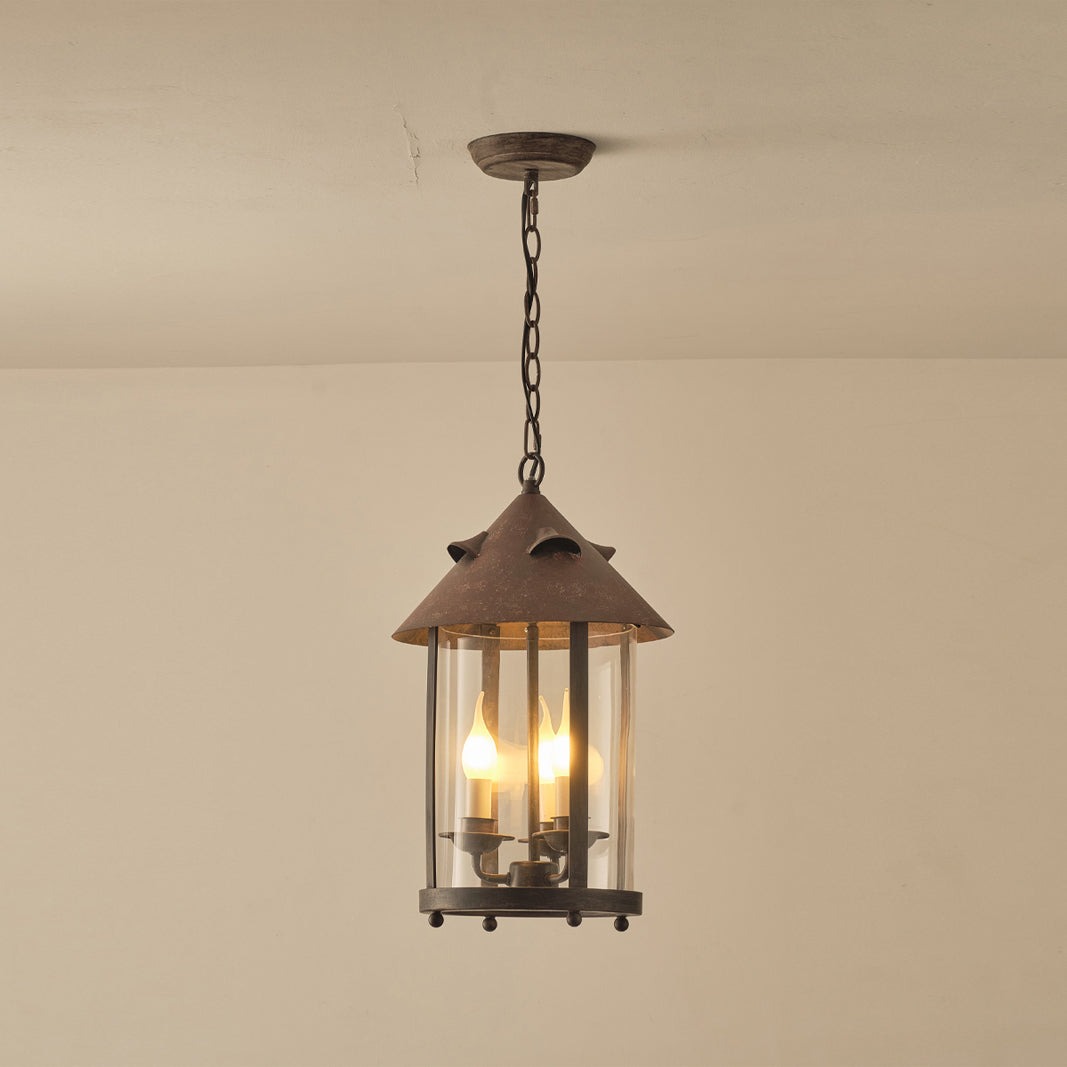 Tinduvyh vintage industriel pendellampe i metal og glas som lanterne