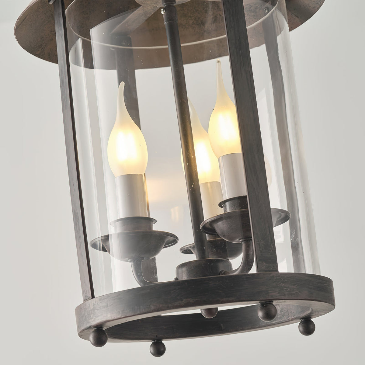 Tinduvyh vintage industriel pendellampe i metal og glas som lanterne
