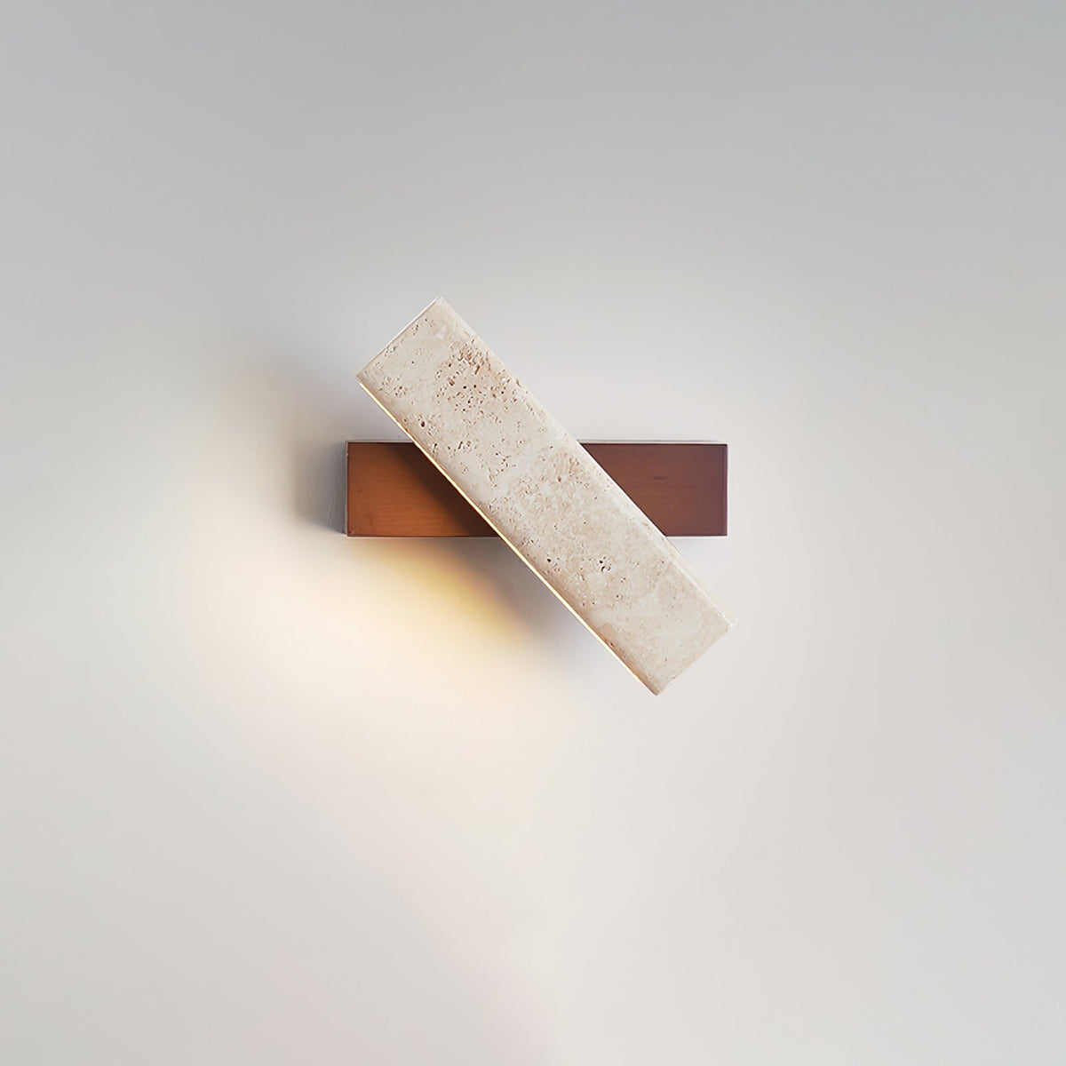 Candeeiro de parede moderno minimalista linear em nogueira e travertino Ostruvyo