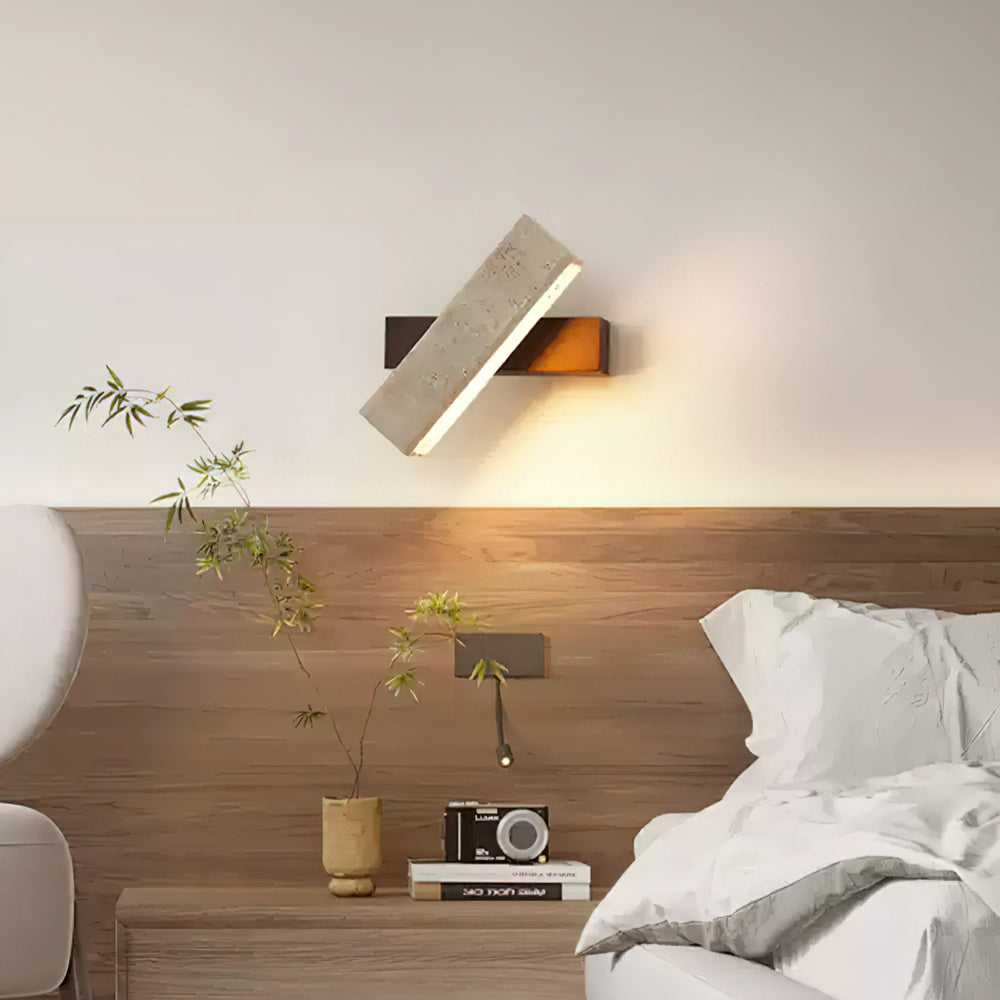 Candeeiro de parede moderno minimalista linear em nogueira e travertino Ostruvyo