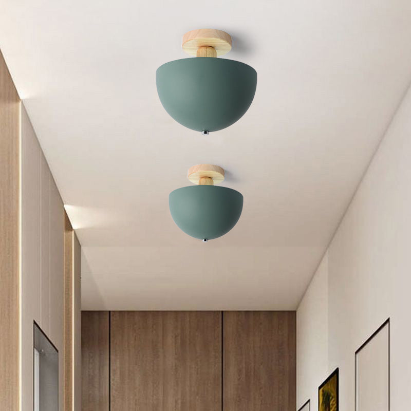 Muto Modern LED Wood Dome Ceiling Light