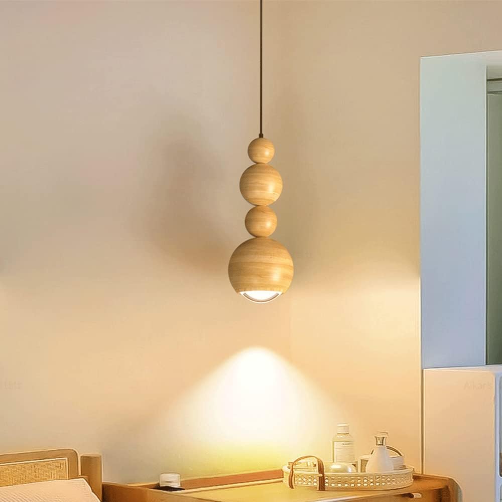 Muto vintage LED-pendellampa med klotformad kupa Vit Metall Trä Sovrum
