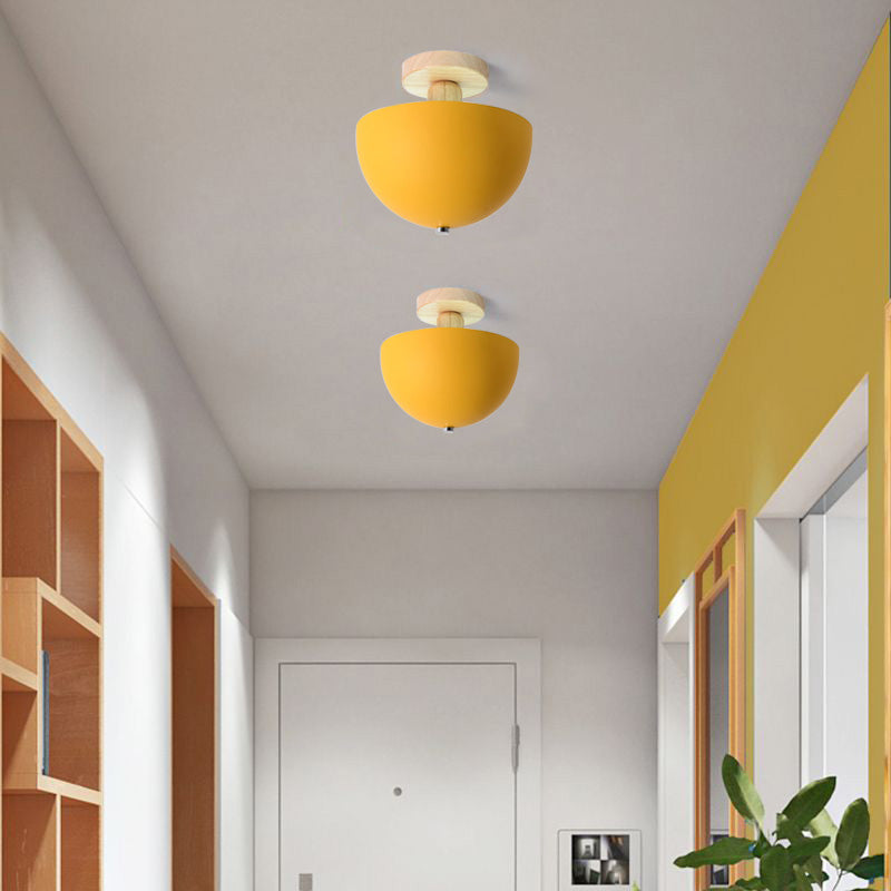 Muto Modern LED Wood Dome Ceiling Light