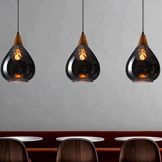 Avi Design Droppe Glas Trä LED Pendellampa Matbord Vardagsrum Köksö