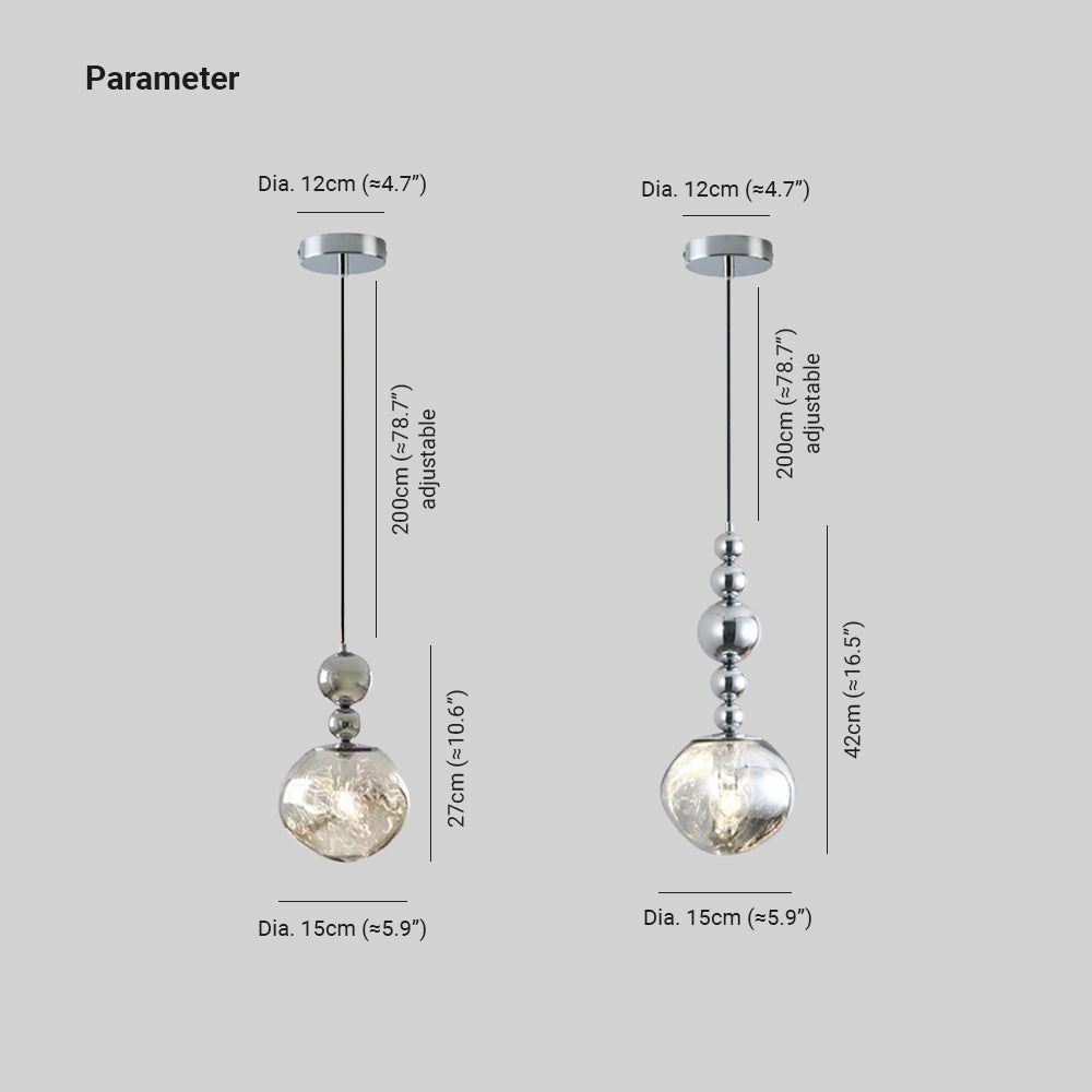 Valentina retro LED-pendellampe i forkromet metal, soveværelse
