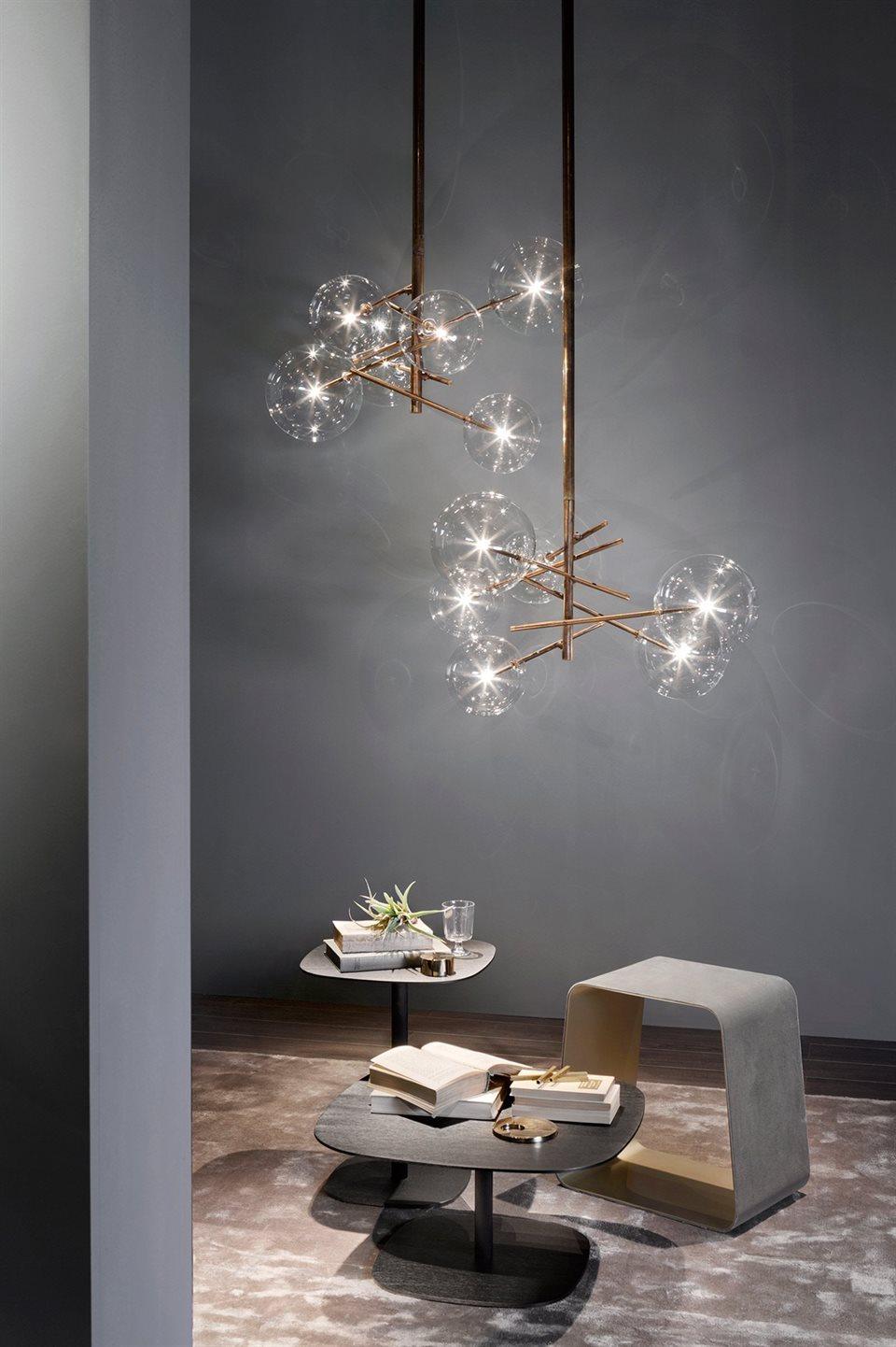 Aveno LED-ljósakróna úr glæru kristalgleri