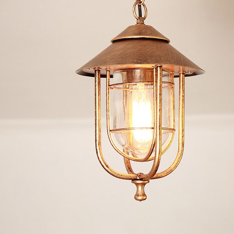 Ray retro-lanternependellampe i metal, sort/bronzefarvet