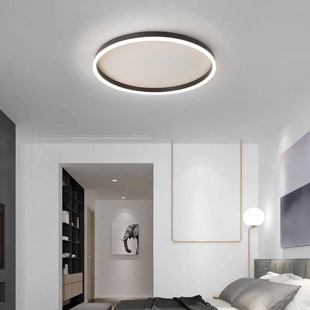 Arisha minimalistisk ringformet loftlampe i metal, sort