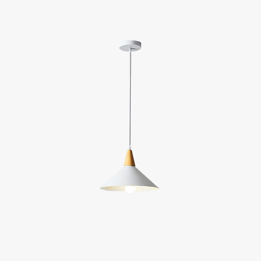 Valentina minimalistisk metalpendel med kasketform, naturligt træ