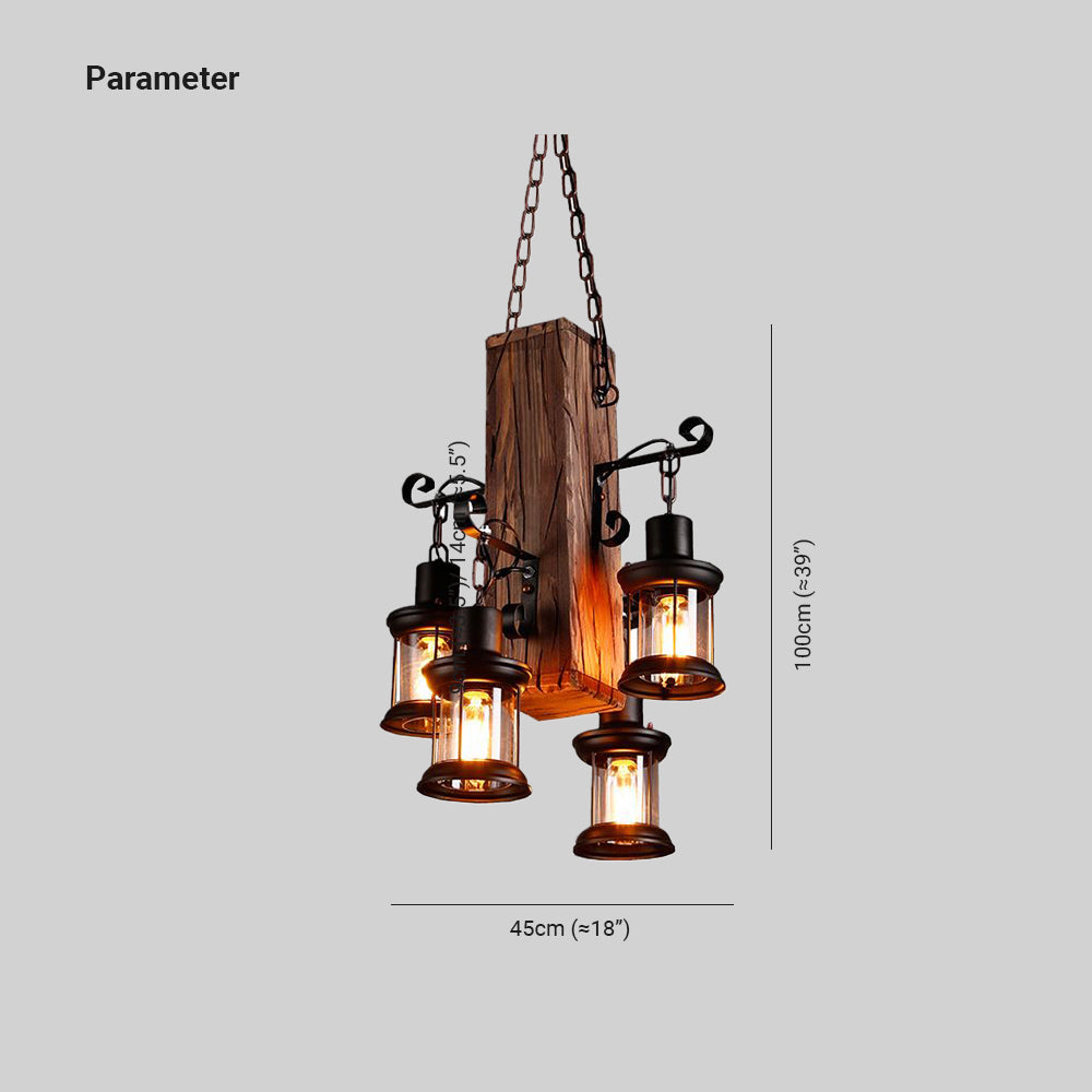 Austin industriel lanterne-pendellampe i træ