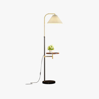 Ozawa Plisserad Golvlampa, Metall/Tyg, Guld-Svart/Guld, Sovrum