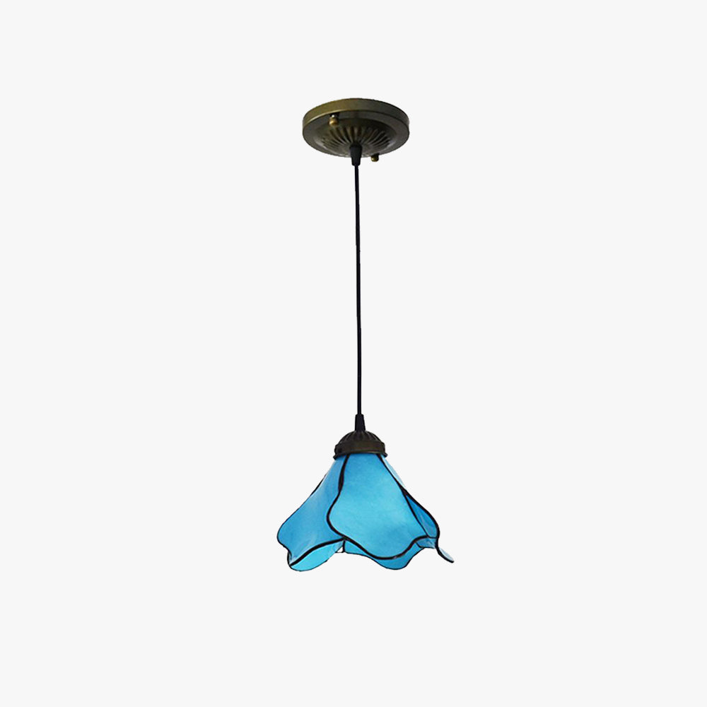 Arisha blomsterpendellampe i resin, blå/lyserød, 1/3 hoveder