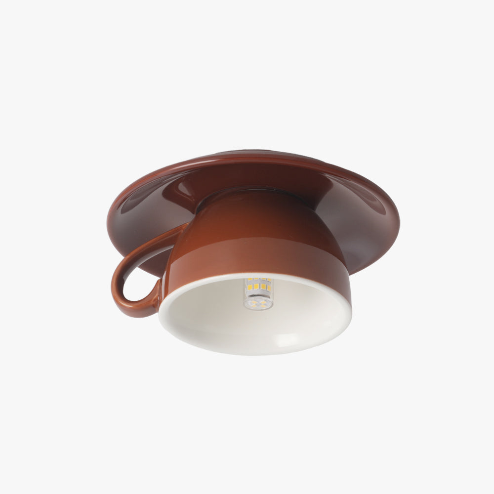 Aria Modern Coffee Cups Ceramic Flush Ceiling Lighting