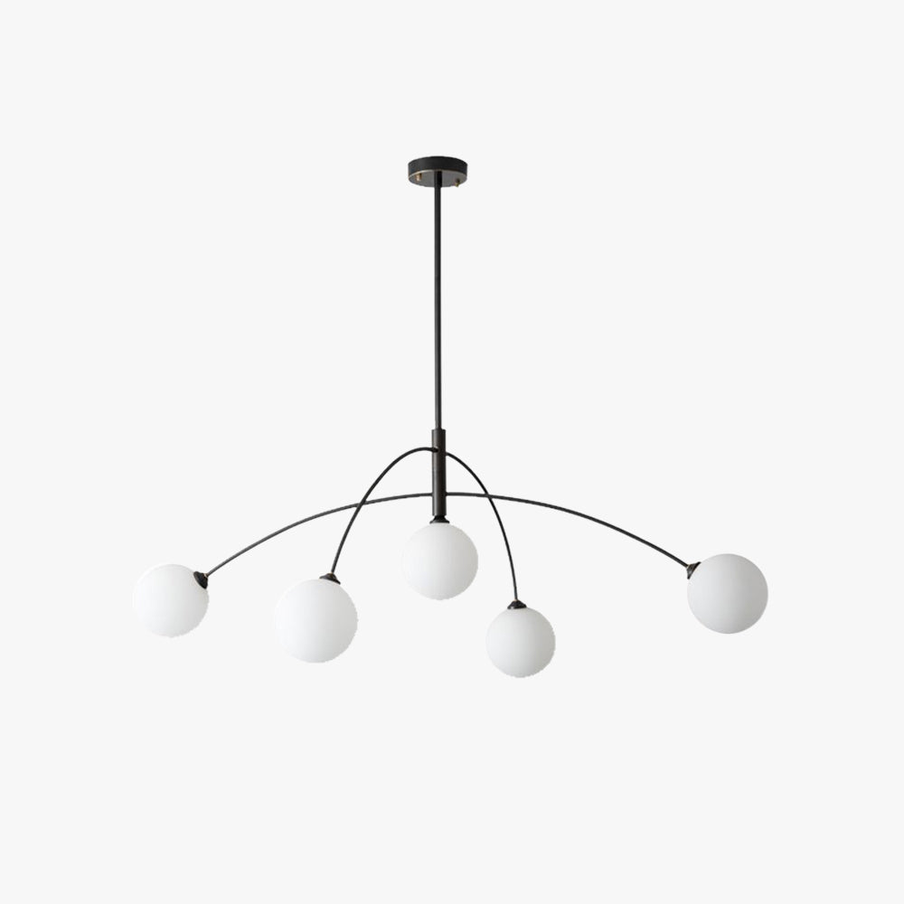 Valentina modern pendellampa med klot, metall/glas, svart/guldfärgad, sovrum