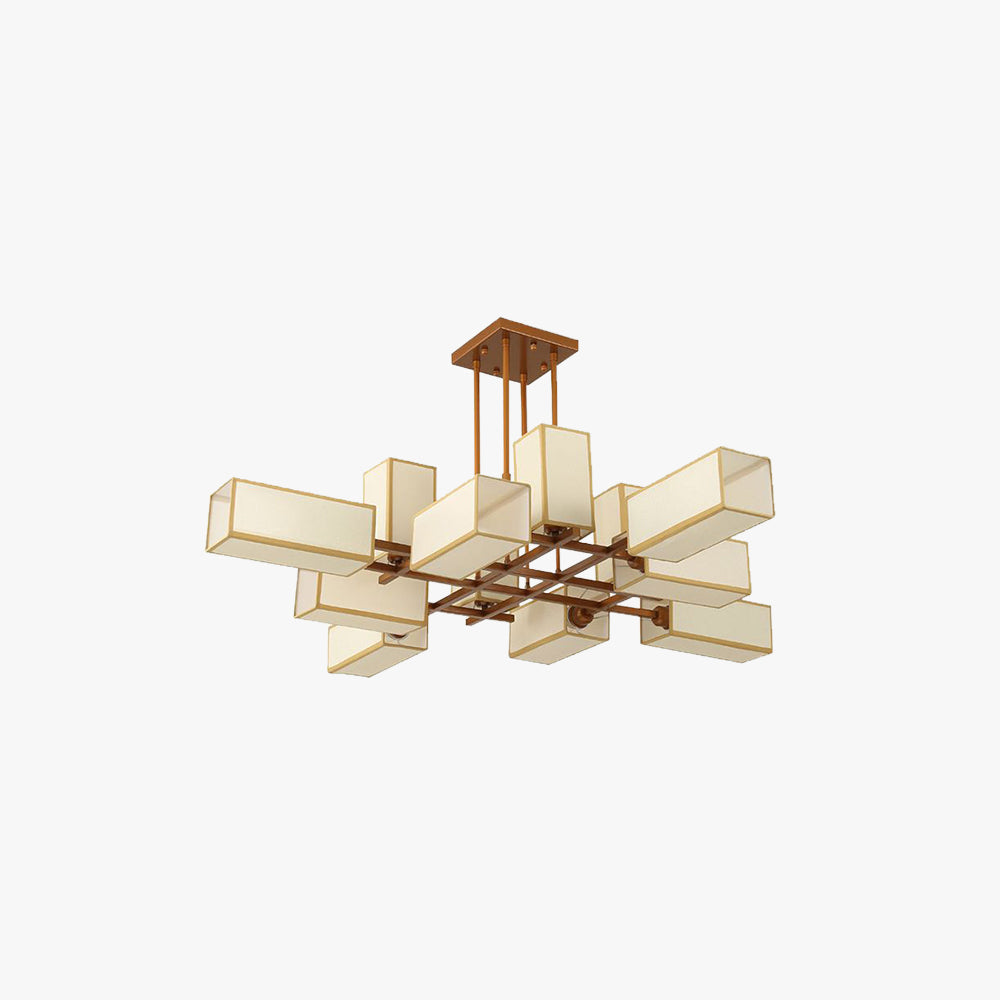 Arisha retro-firkantede pendellampe, metal/tekstil, sort/guld, stue